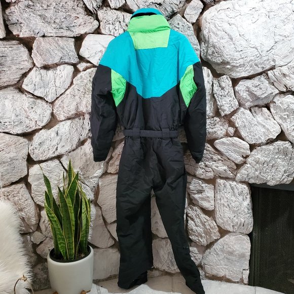 Men's Black and Green Ski Suit - Picture 5 of 6